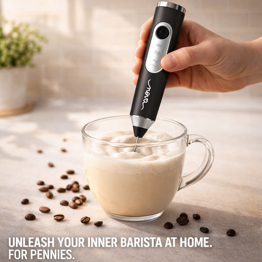 Nova Rechargeable Milk Frother | USB-C Electric Coffee Frother with 3 Speed Modes