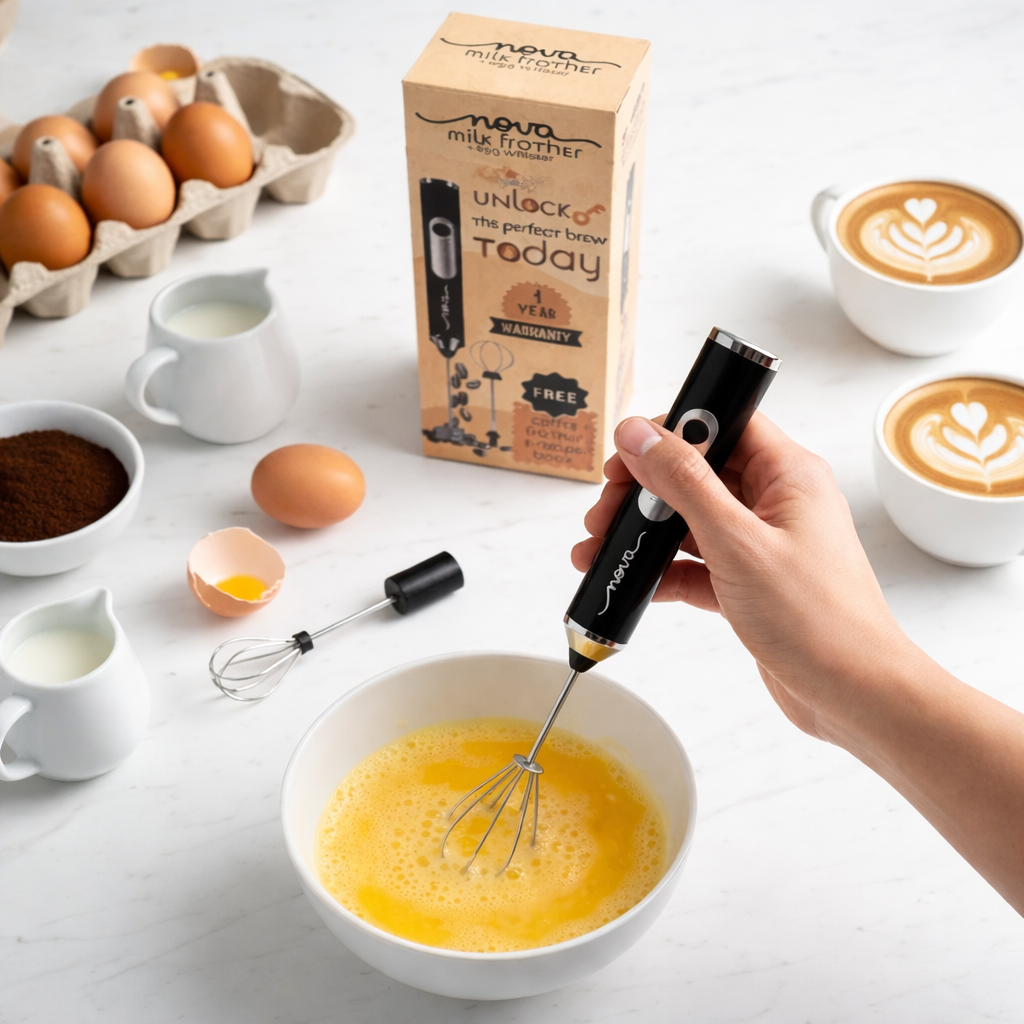 Nova Rechargeable Milk Frother | USB-C Electric Coffee Frother with 3 Speed Modes